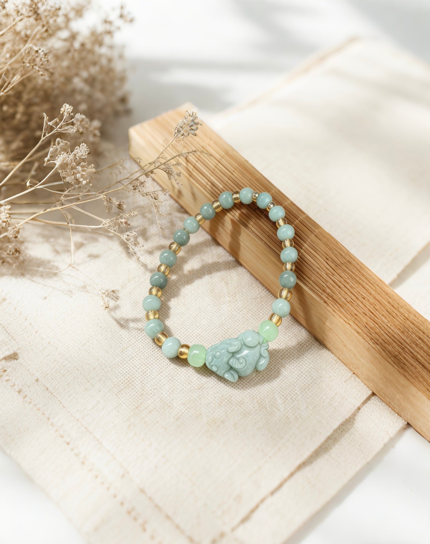Azure Imperial Jade Pixiu Bracelet
