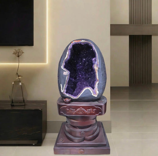 Uruguayan Amethyst Geode Bowl - Natural Crystal Vessel Sculpture