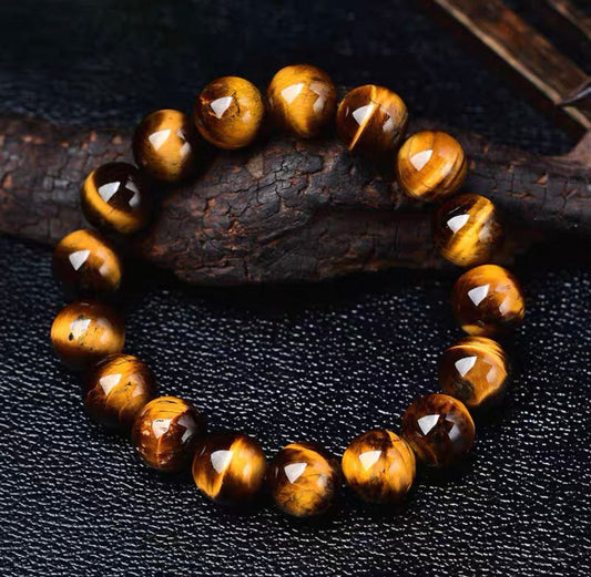 Natural Golden Tiger’s Eye Bracelet - Polished Gemstone Strand with Signature Chatoyancy